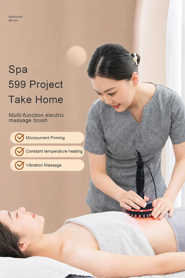 Electric Meridian Massage Brush Portable Warm Body Massager for Neck Shoulder Back Legs and Abdomen