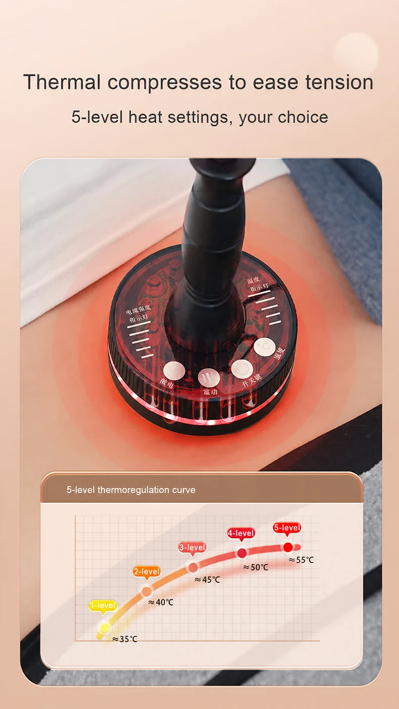 Electric Meridian Massage Brush Portable Warm Body Massager for Neck Shoulder Back Legs and Abdomen