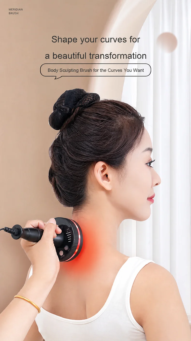 Electric Meridian Massage Brush Portable Warm Body Massager for Neck Shoulder Back Legs and Abdomen
