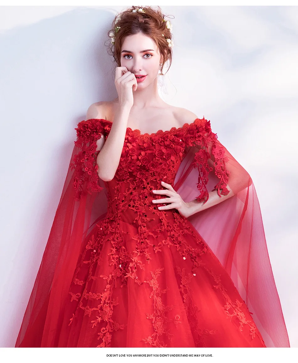 Long Wrap Red Of Shoulder Lady Girl Women Prom Dress Party Evening Dress Performance Dress Wedding Sand Bridesmaid Guest Dress