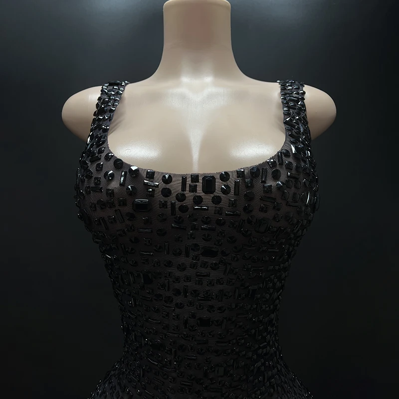 2025Luxury Sparkle Rhinestones Sexy Dress For Women Club Party Birthday Queen Sheer Mesh Elegant Maxi Dress Prom dresses