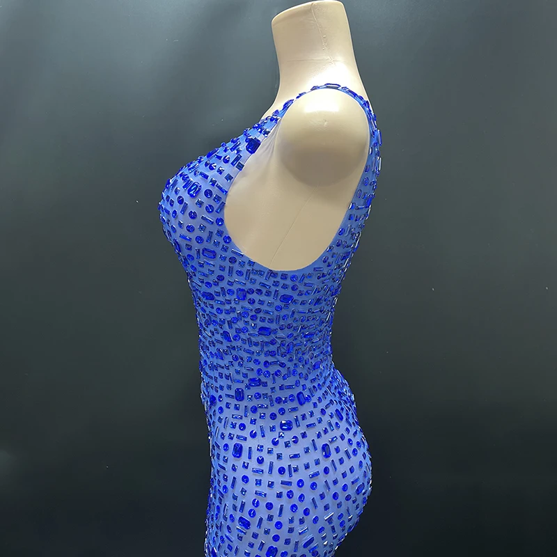2025Luxury Sparkle Rhinestones Sexy Dress For Women Club Party Birthday Queen Sheer Mesh Elegant Maxi Dress Prom dresses