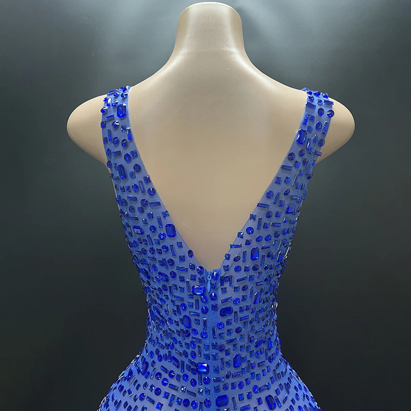 2025Luxury Sparkle Rhinestones Sexy Dress For Women Club Party Birthday Queen Sheer Mesh Elegant Maxi Dress Prom dresses