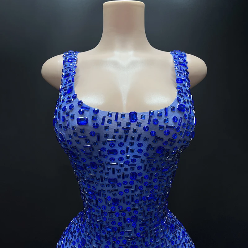 2025Luxury Sparkle Rhinestones Sexy Dress For Women Club Party Birthday Queen Sheer Mesh Elegant Maxi Dress Prom dresses