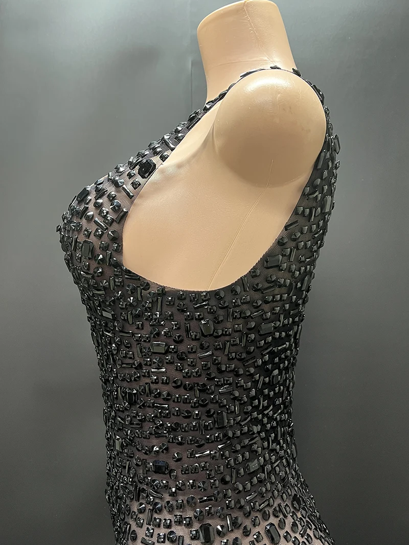 2025Luxury Sparkle Rhinestones Sexy Dress For Women Club Party Birthday Queen Sheer Mesh Elegant Maxi Dress Prom dresses