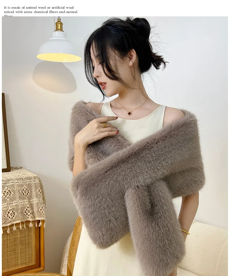 Imitation Fur Fox Fur Cheongsam Shawl Fur Collar Cape Stage Dinner Shawl Wedding Dress Party Scarf Women's Jacket