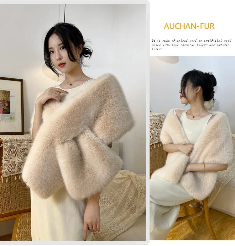 Imitation Fur Fox Fur Cheongsam Shawl Fur Collar Cape Stage Dinner Shawl Wedding Dress Party Scarf Women's Jacket
