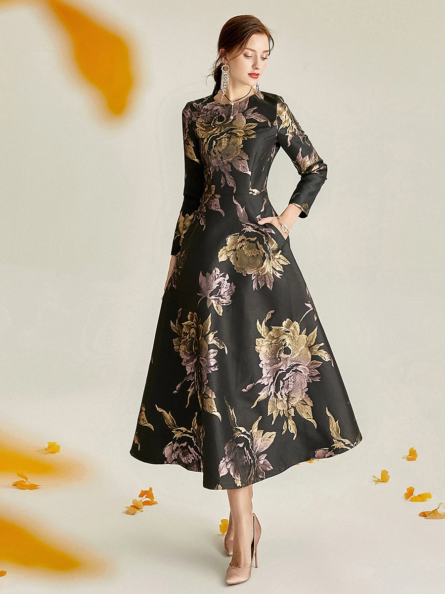 DEVCHATA Women's Casual Summer Jacquard Maxi Dress Boho Floral Party Evening Elegant Long A-Line Dress