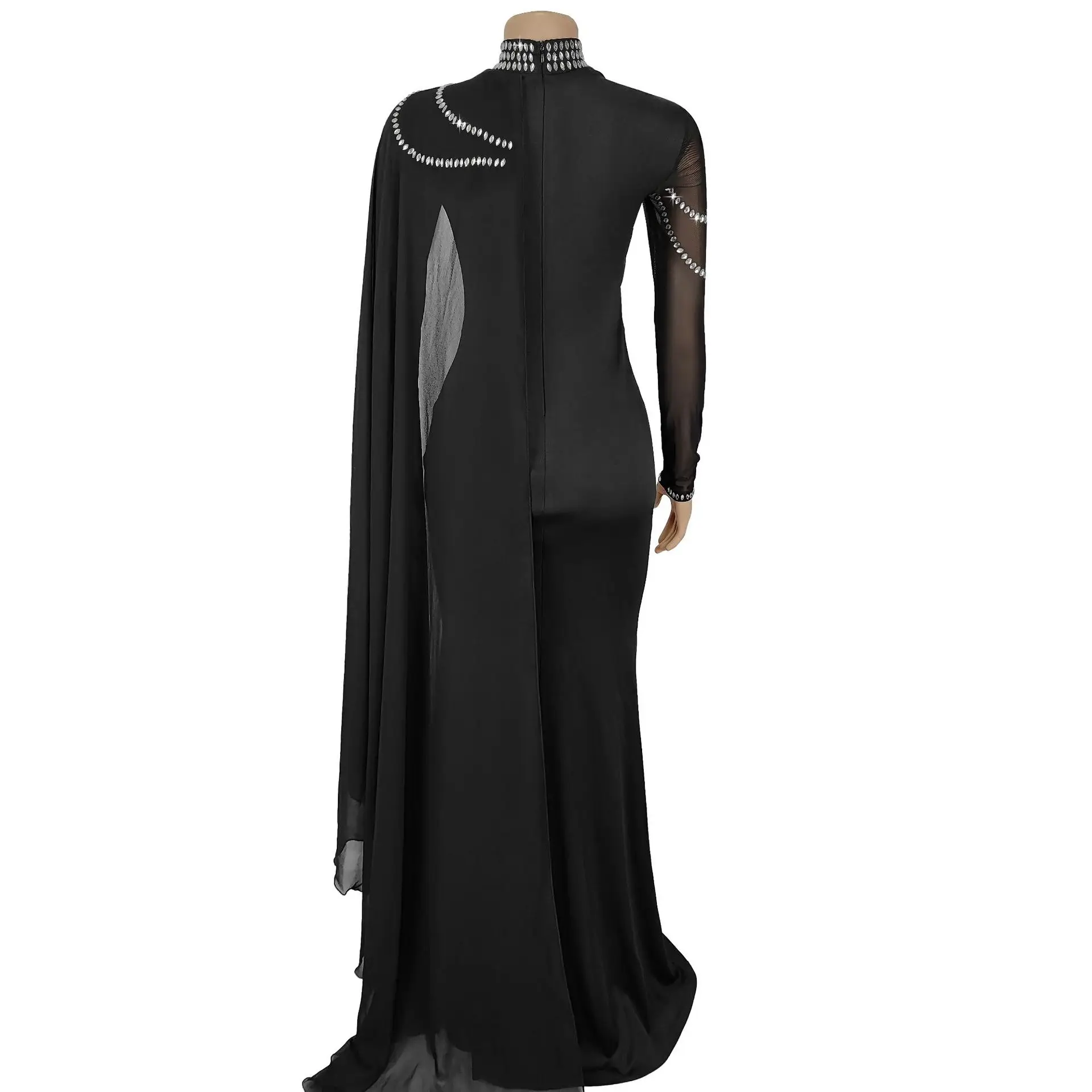 Fashionable and Elegant Women's Long Shawl Dress Middle Eastern Rhinestone Design Made Birthday Party Formal Gown Mermaid Dresse