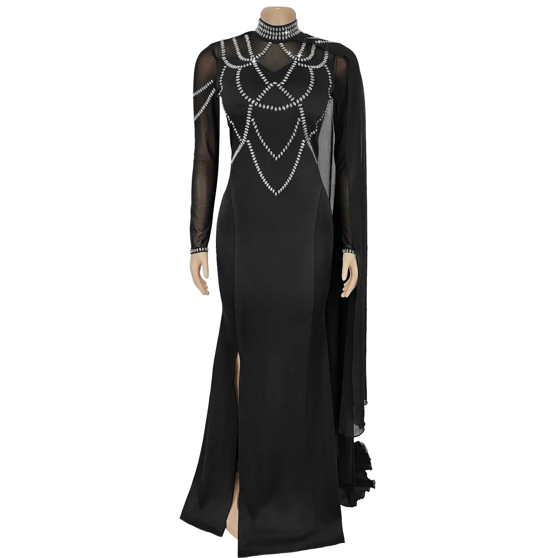 Fashionable and Elegant Women's Long Shawl Dress Middle Eastern Rhinestone Design Made Birthday Party Formal Gown Mermaid Dresse