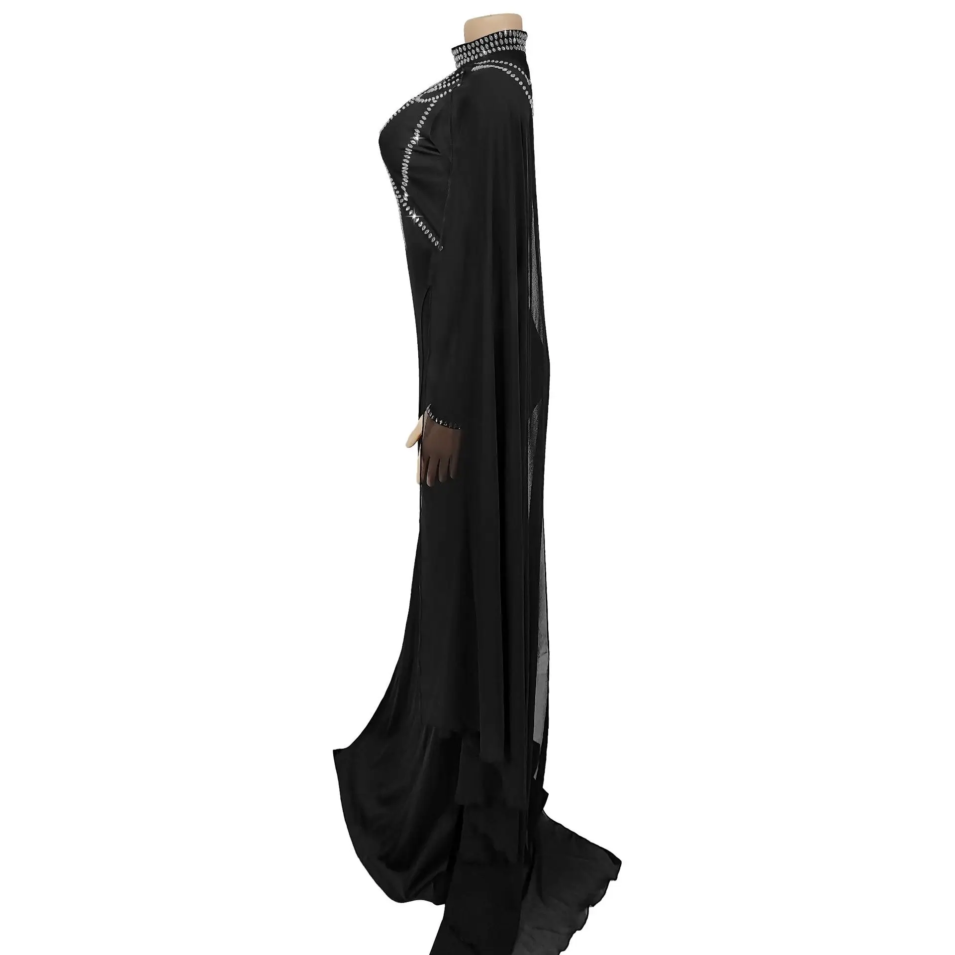 Fashionable and Elegant Women's Long Shawl Dress Middle Eastern Rhinestone Design Made Birthday Party Formal Gown Mermaid Dresse