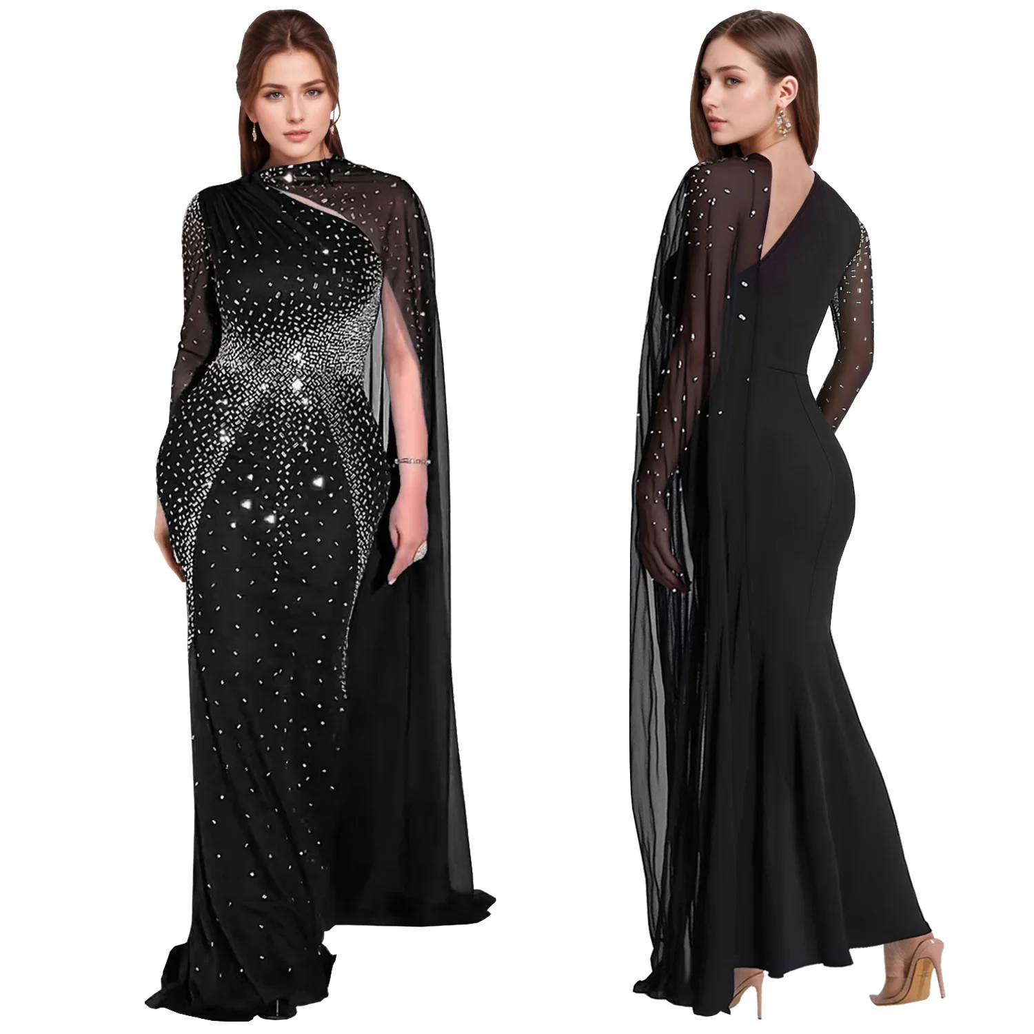 African Dresses For Women 2025 New Elegant Africa Clothing Turkey Wedding Party Long Dress Luxury rhinestone party dress Outfits