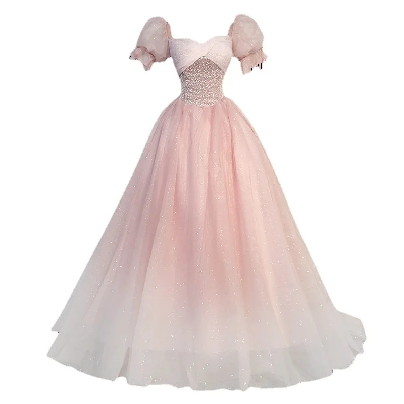 Wedding Dress Embroidery Long Puffy Dress Host Performance Graduation Dress Birthday Party Bride Bridesmaid Dress Prom Dresses