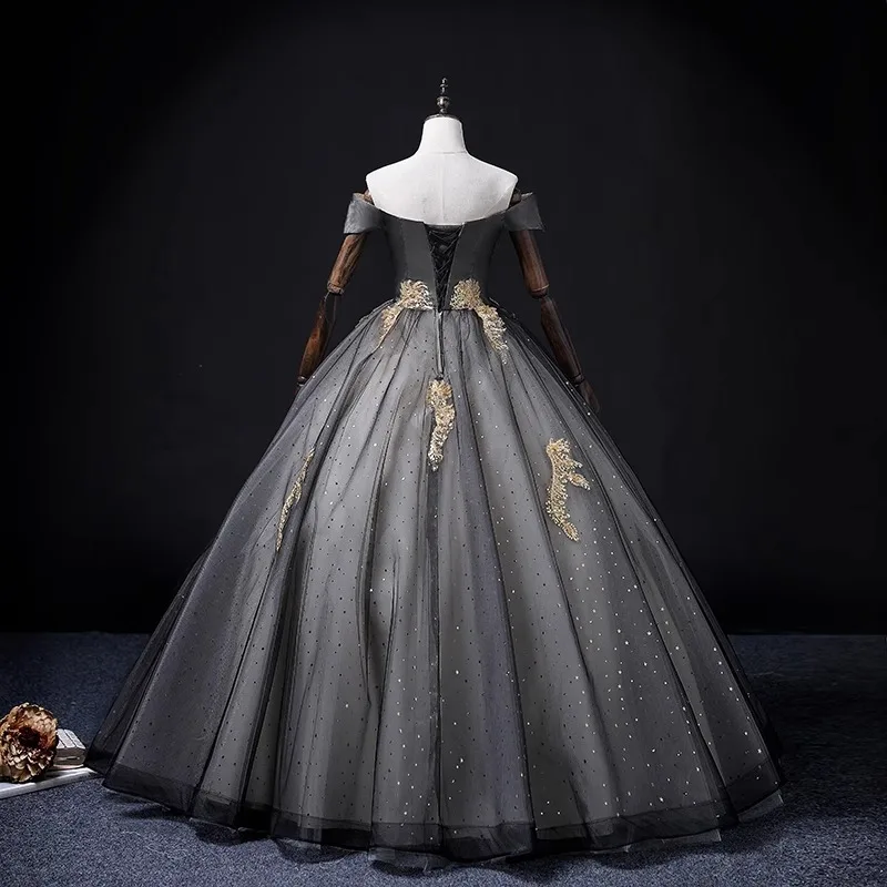Sparkly Tulle Prom Dress Princess A Line Performance Dresses For Women Floor Length Birthday Gown 15 Quinceañera Graduation Gown