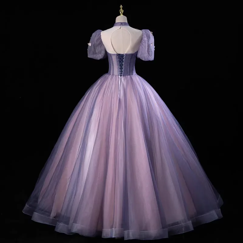 Sparkly Tulle Prom Dress Princess A Line Performance Dresses For Women Floor Length Birthday Gown 15 Quinceañera Graduation Gown