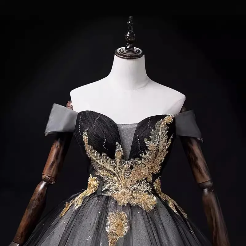 Sparkly Tulle Prom Dress Princess A Line Performance Dresses For Women Floor Length Birthday Gown 15 Quinceañera Graduation Gown