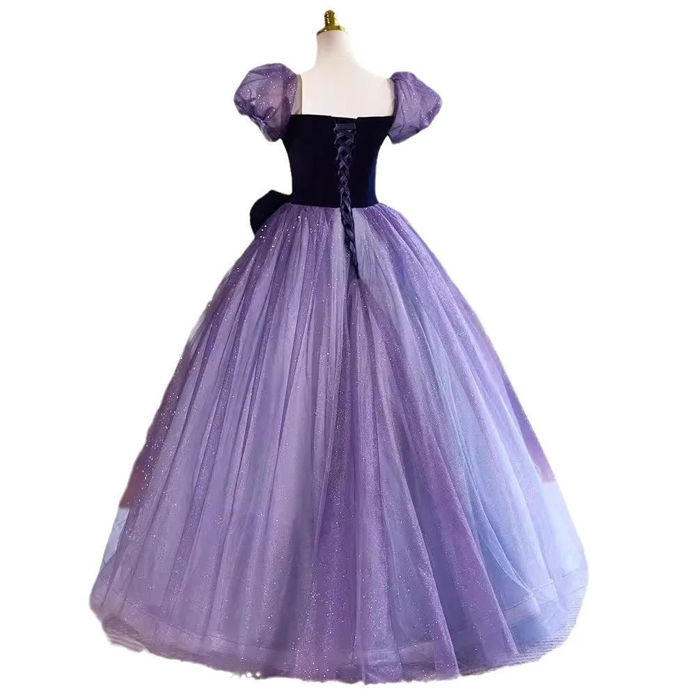 Sparkly Tulle Prom Dress Princess A Line Performance Dresses For Women Floor Length Birthday Gown 15 Quinceañera Graduation Gown