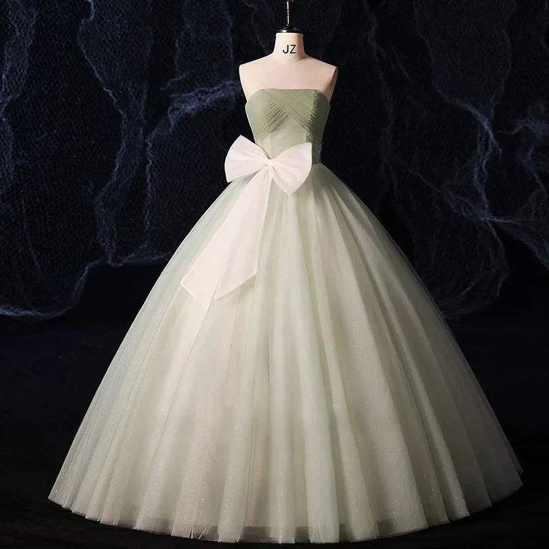 Sparkly Tulle Prom Dress Princess A Line Performance Dresses For Women Floor Length Birthday Gown 15 Quinceañera Graduation Gown