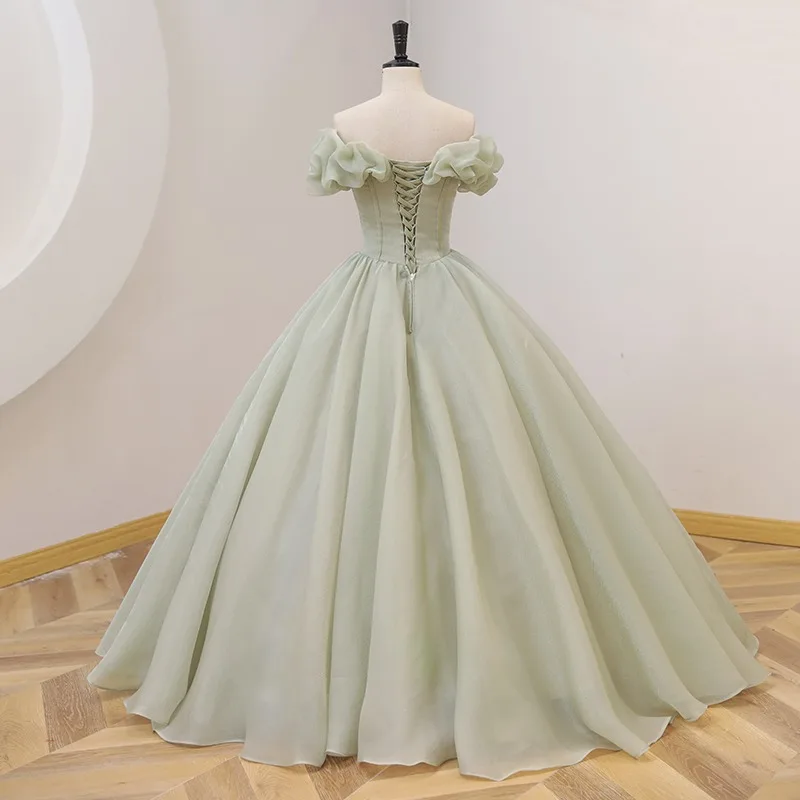 Sparkly Tulle Prom Dress Princess A Line Performance Dresses For Women Floor Length Birthday Gown 15 Quinceañera Graduation Gown