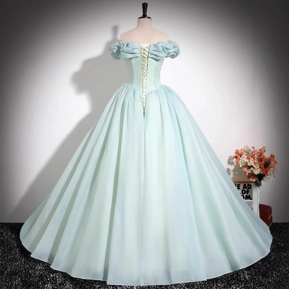 Sparkly Tulle Prom Dress Princess A Line Performance Dresses For Women Floor Length Birthday Gown 15 Quinceañera Graduation Gown