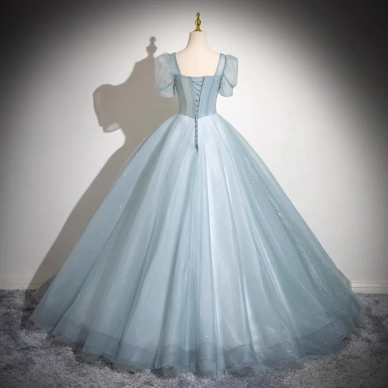 Sparkly Tulle Prom Dress Princess A Line Performance Dresses For Women Floor Length Birthday Gown 15 Quinceañera Graduation Gown