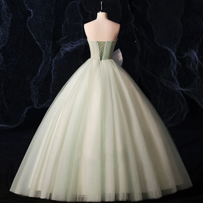 Sparkly Tulle Prom Dress Princess A Line Performance Dresses For Women Floor Length Birthday Gown 15 Quinceañera Graduation Gown