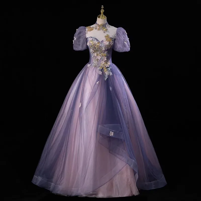 Sparkly Tulle Prom Dress Princess A Line Performance Dresses For Women Floor Length Birthday Gown 15 Quinceañera Graduation Gown