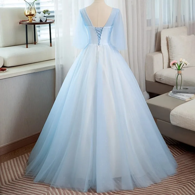Sparkly Tulle Prom Dress Princess A Line Performance Dresses For Women Floor Length Birthday Gown 15 Quinceañera Graduation Gown