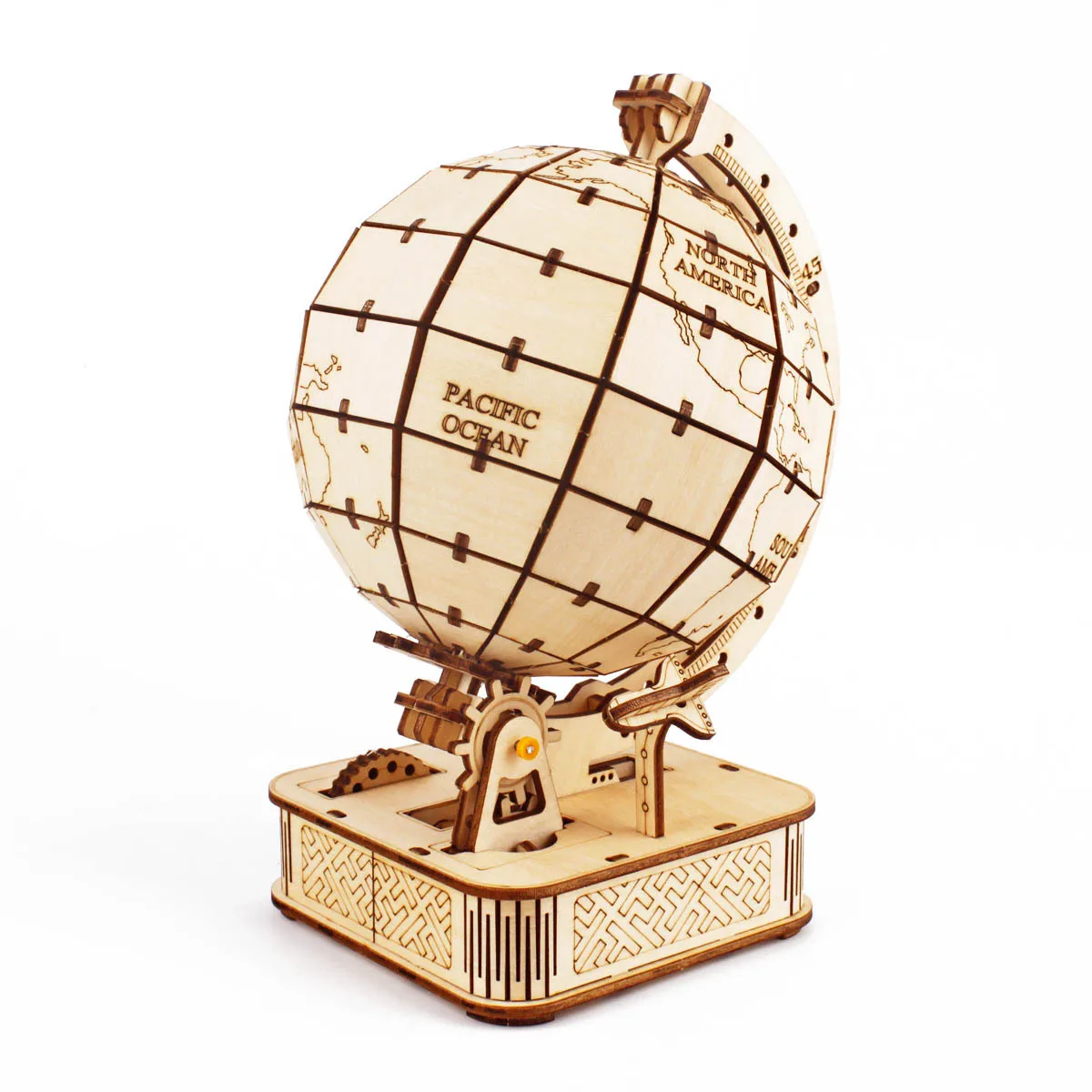 3D Globe Wooden Puzzle Toy Mechanical Assemble Building Block Earth Model Set for Teen DIY Geography World Map Toy Gift To Build