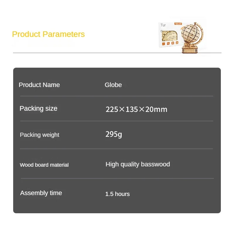 3D Globe Wooden Puzzle Toy Mechanical Assemble Building Block Earth Model Set for Teen DIY Geography World Map Toy Gift To Build