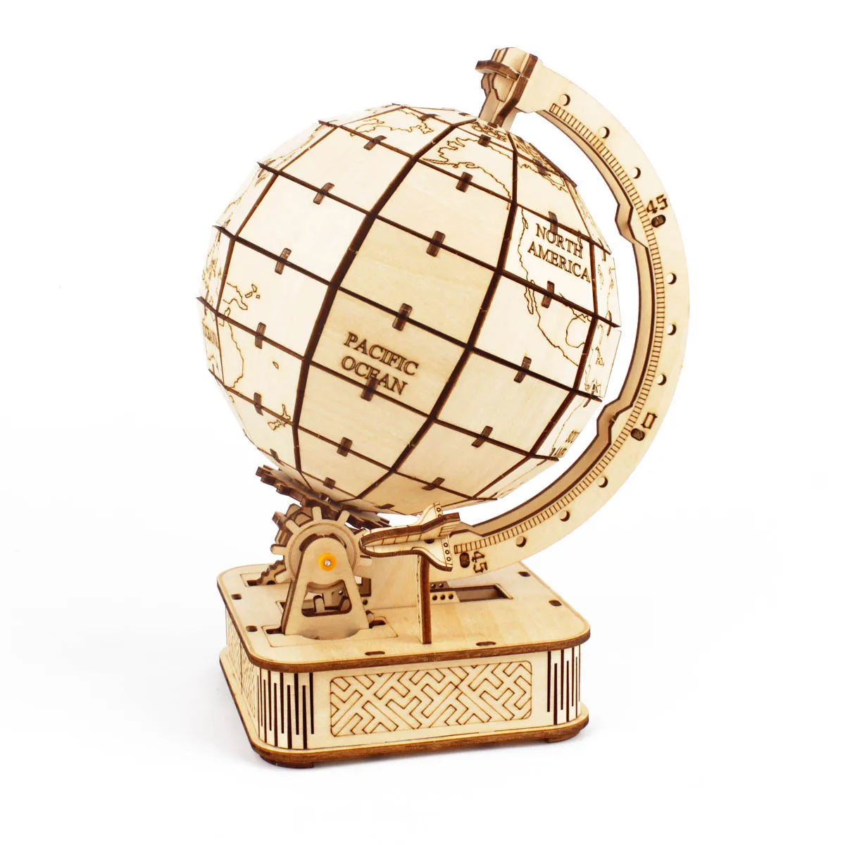 3D Globe Wooden Puzzle Toy Mechanical Assemble Building Block Earth Model Set for Teen DIY Geography World Map Toy Gift To Build