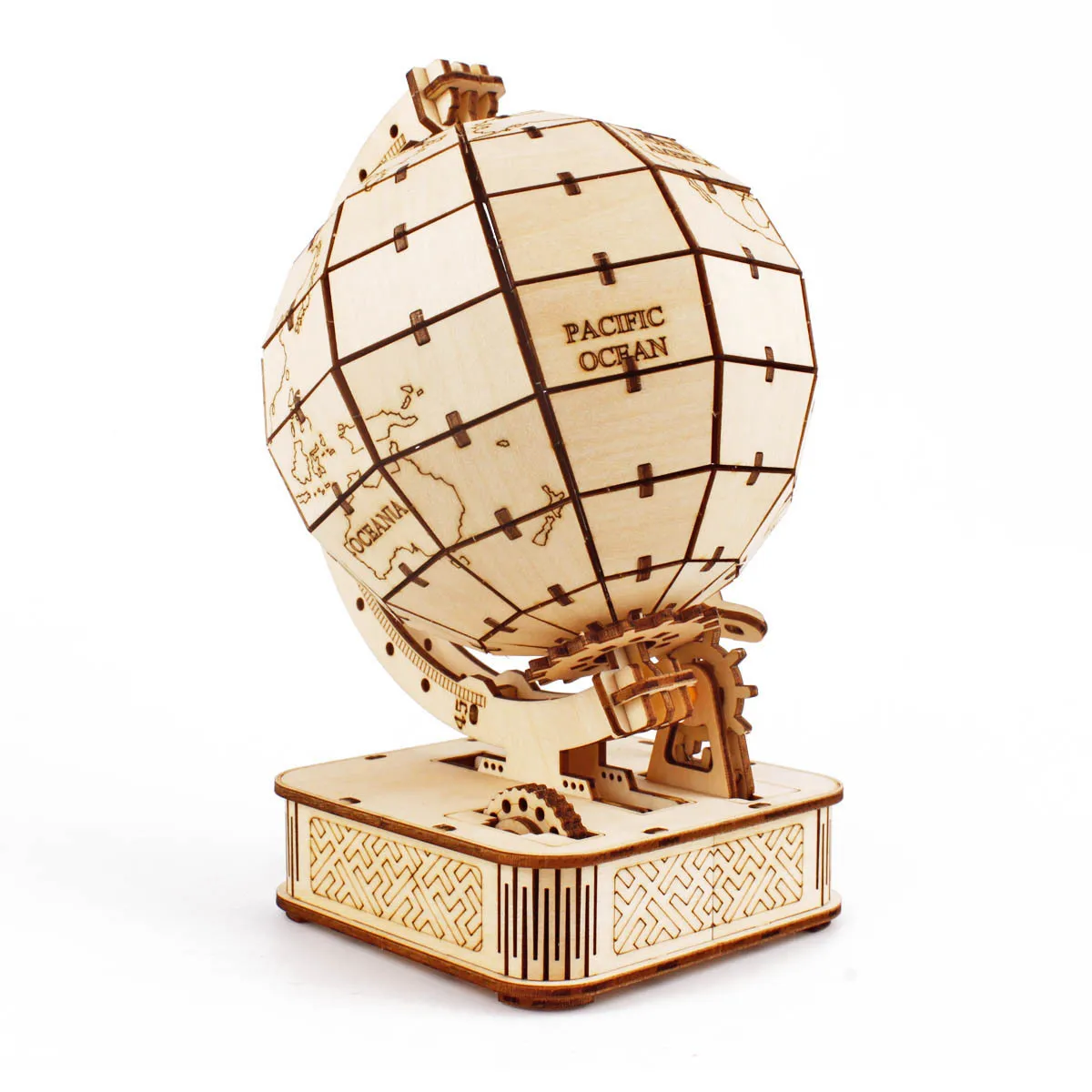 3D Globe Wooden Puzzle Toy Mechanical Assemble Building Block Earth Model Set for Teen DIY Geography World Map Toy Gift To Build