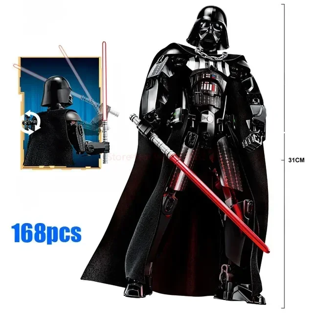 452pcs Star War Anime Figure Battle With Lightsabers Model Dolls Mandalorian Assembling Handmade Ornaments Decor Boy Toy Gift