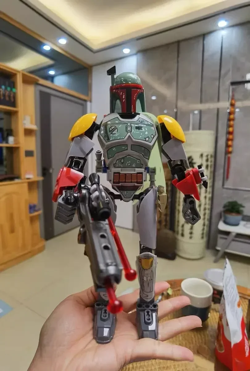 452pcs Star War Anime Figure Battle With Lightsabers Model Dolls Mandalorian Assembling Handmade Ornaments Decor Boy Toy Gift