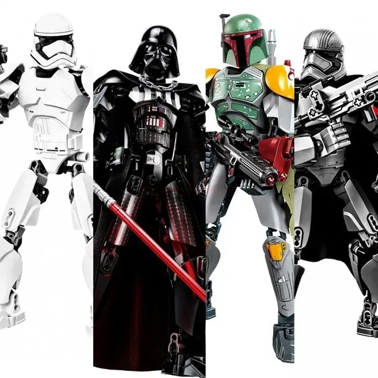 452pcs Star War Anime Figure Battle With Lightsabers Model Dolls Mandalorian Assembling Handmade Ornaments Decor Boy Toy Gift