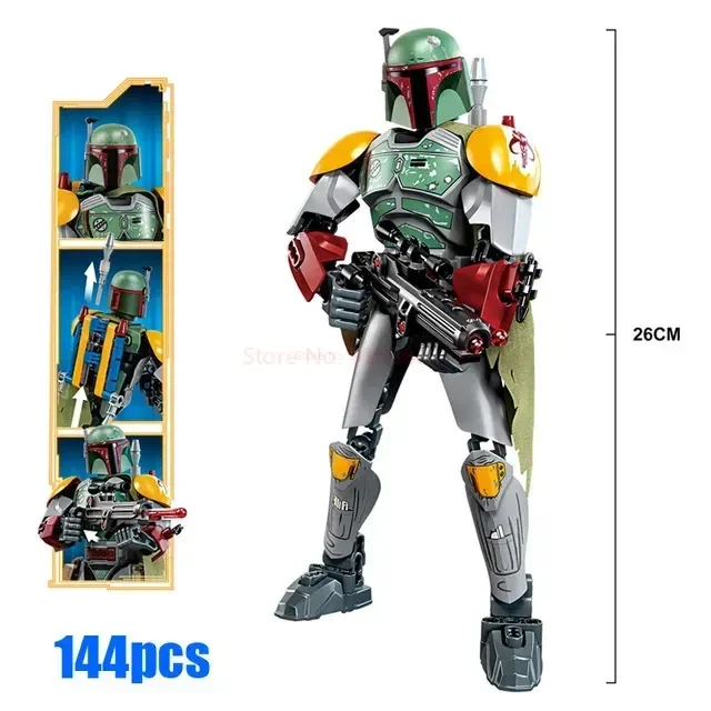 452pcs Star War Anime Figure Battle With Lightsabers Model Dolls Mandalorian Assembling Handmade Ornaments Decor Boy Toy Gift