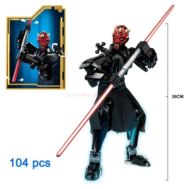 452pcs Star War Anime Figure Battle With Lightsabers Model Dolls Mandalorian Assembling Handmade Ornaments Decor Boy Toy Gift