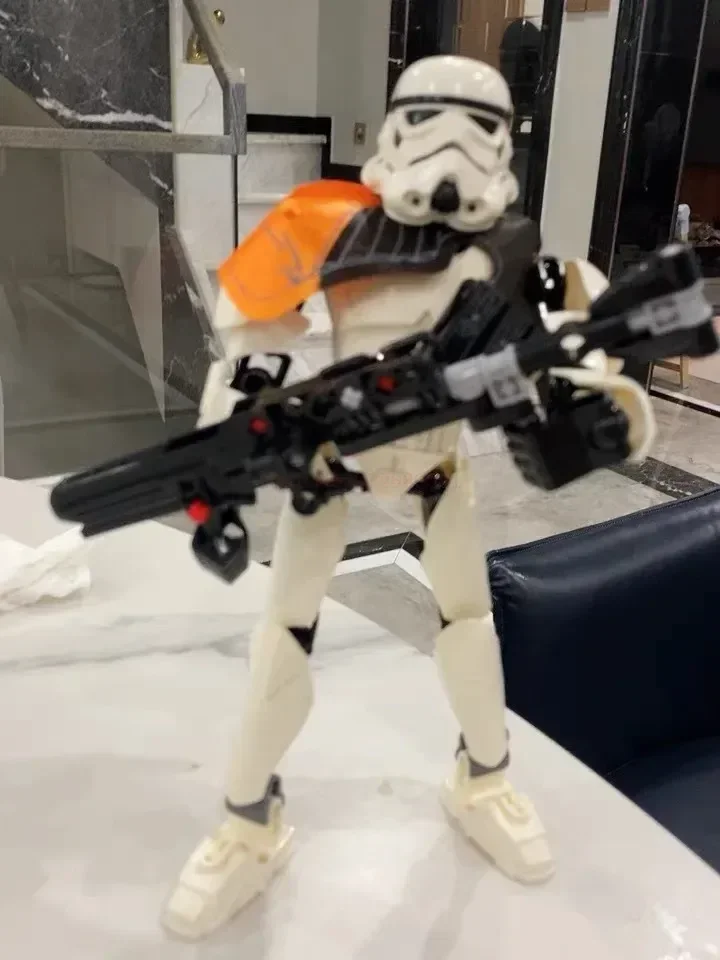 452pcs Star War Anime Figure Battle With Lightsabers Model Dolls Mandalorian Assembling Handmade Ornaments Decor Boy Toy Gift