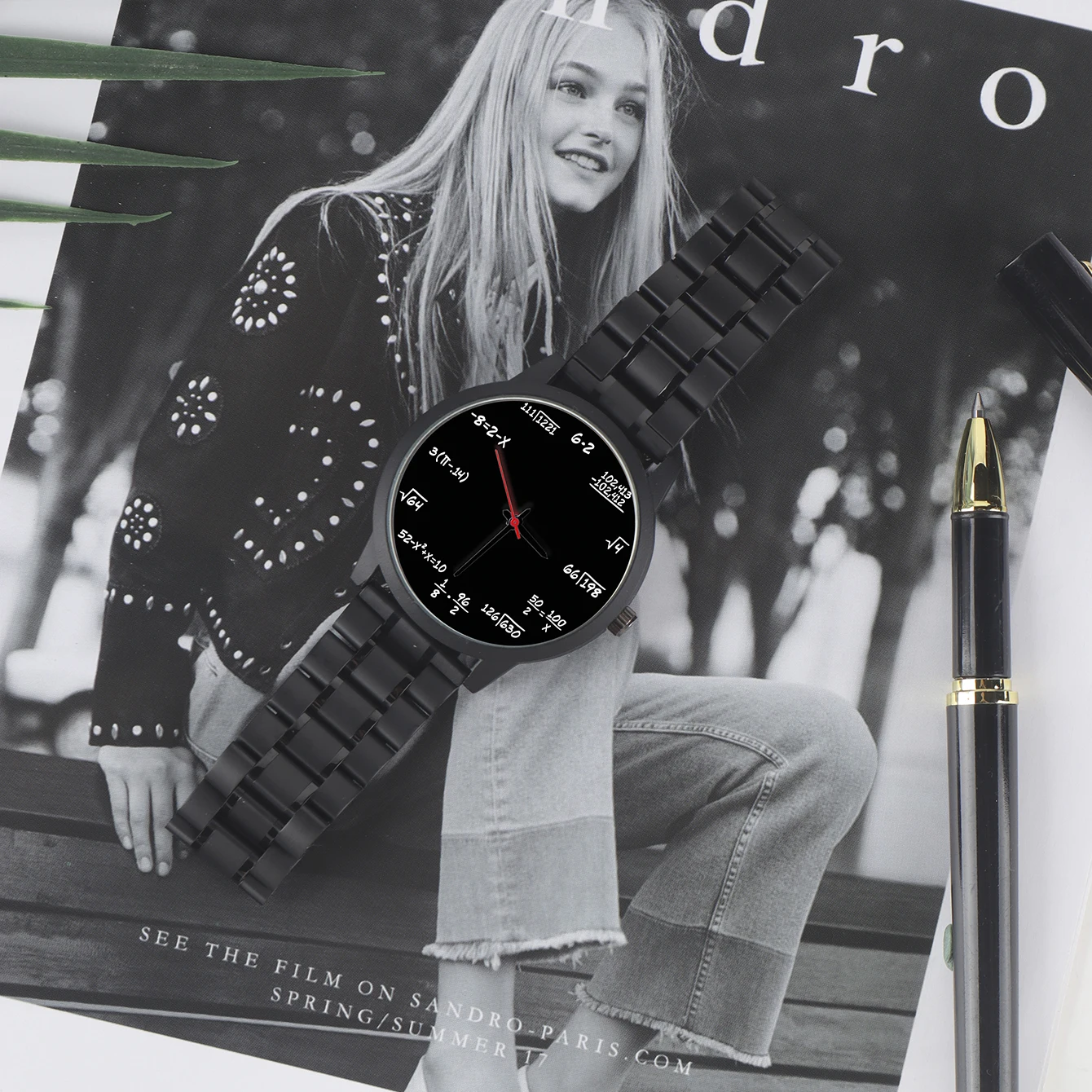 2024 Decorative Quartz Wrist Men's Watch Mathematical Formula Design Campus Punk Cool Style Gift Souvenir For Student Children