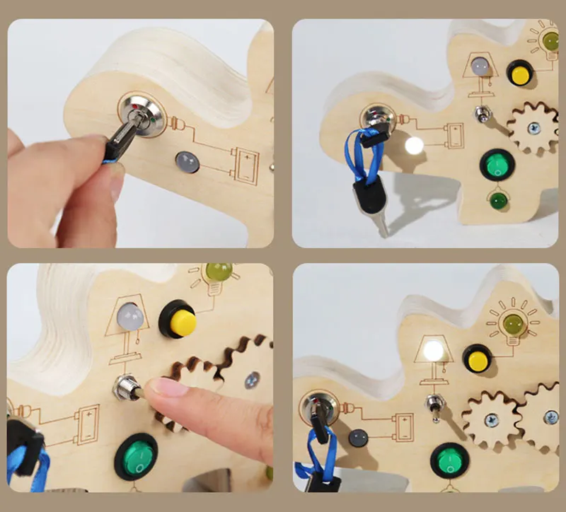 Montessori Busy Board Children Toys Led Light Switch Simulate Car Steering Wheel Travel Activities Sensory Game Educational Toys