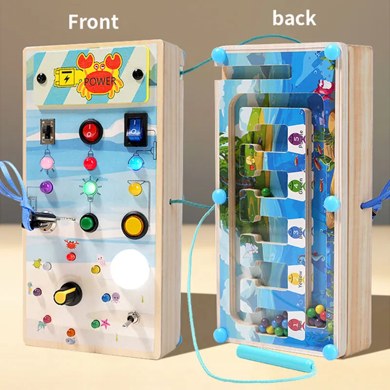 Montessori Busy Board Children Toys Led Light Switch Simulate Car Steering Wheel Travel Activities Sensory Game Educational Toys