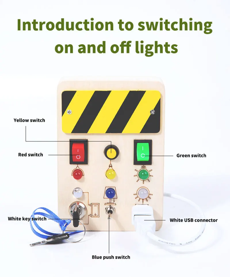 Montessori Busy Board Children Toys Led Light Switch Simulate Car Steering Wheel Travel Activities Sensory Game Educational Toys