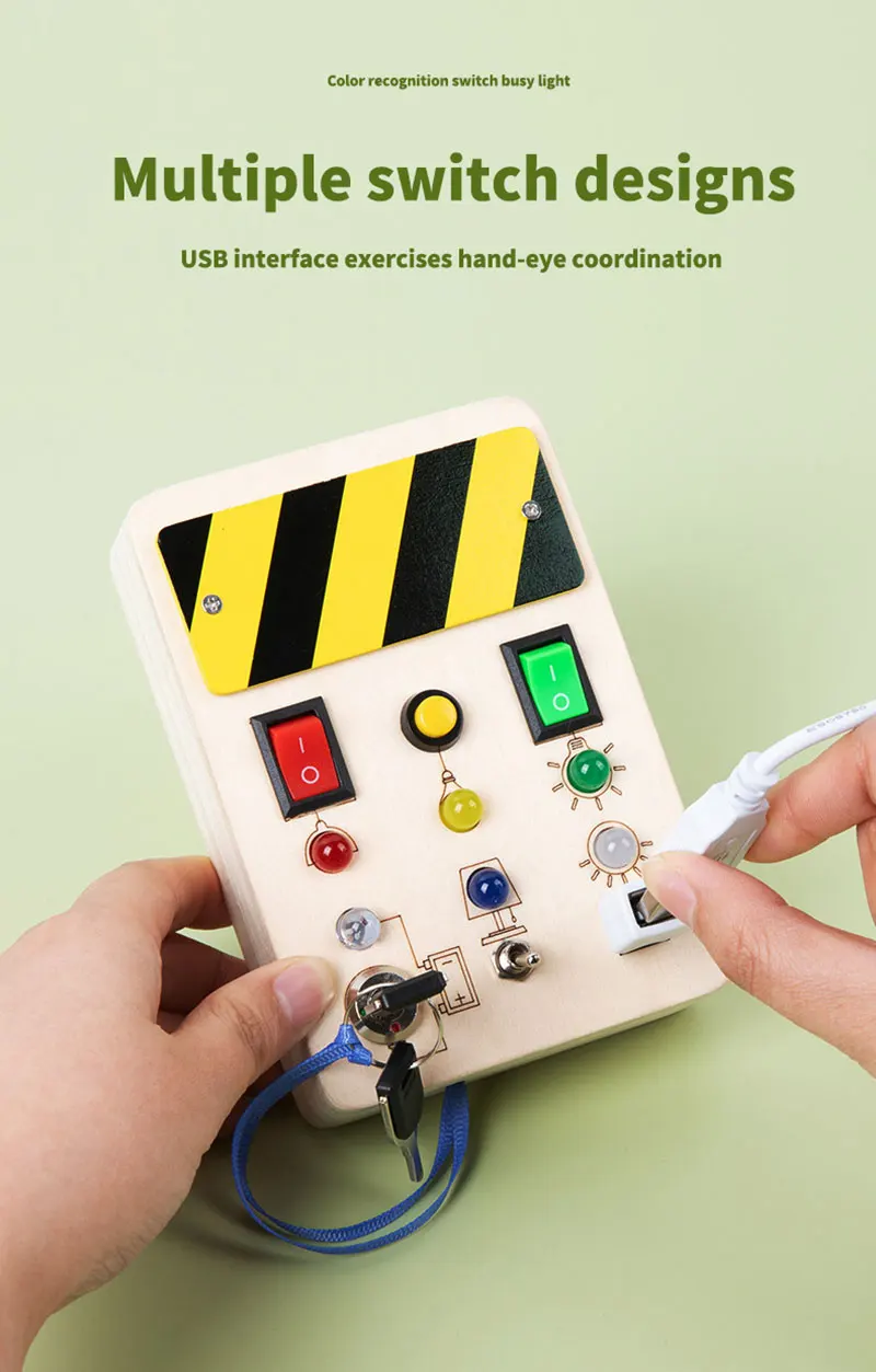 Montessori Busy Board Children Toys Led Light Switch Simulate Car Steering Wheel Travel Activities Sensory Game Educational Toys