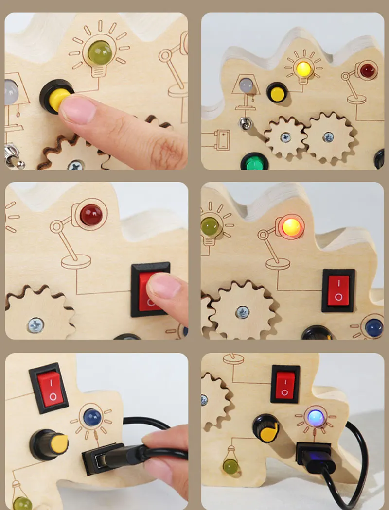 Montessori Busy Board Children Toys Led Light Switch Simulate Car Steering Wheel Travel Activities Sensory Game Educational Toys