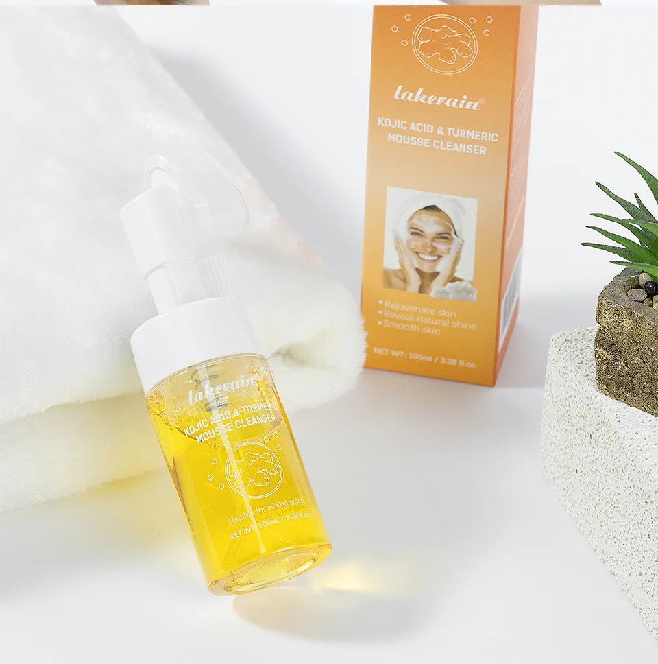Lakerain 100ml Turmeric Cleansing Mousse Brightening Face Wash Foam Face Cleanser Oil Control Blackhead Remover Skin Cleansing