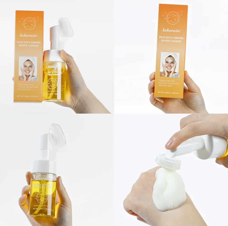 Lakerain 100ml Turmeric Cleansing Mousse Brightening Face Wash Foam Face Cleanser Oil Control Blackhead Remover Skin Cleansing