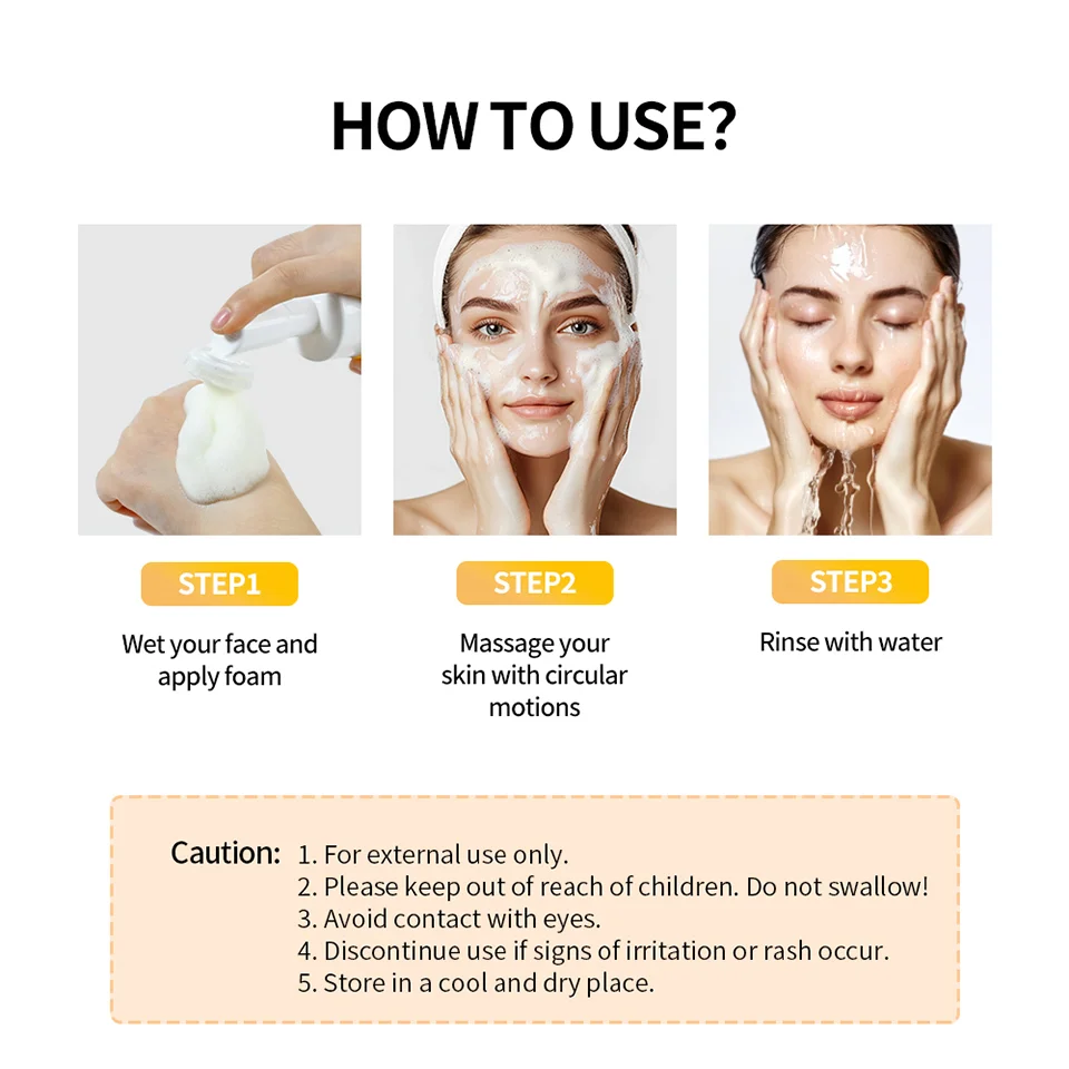Lakerain 100ml Turmeric Cleansing Mousse Brightening Face Wash Foam Face Cleanser Oil Control Blackhead Remover Skin Cleansing