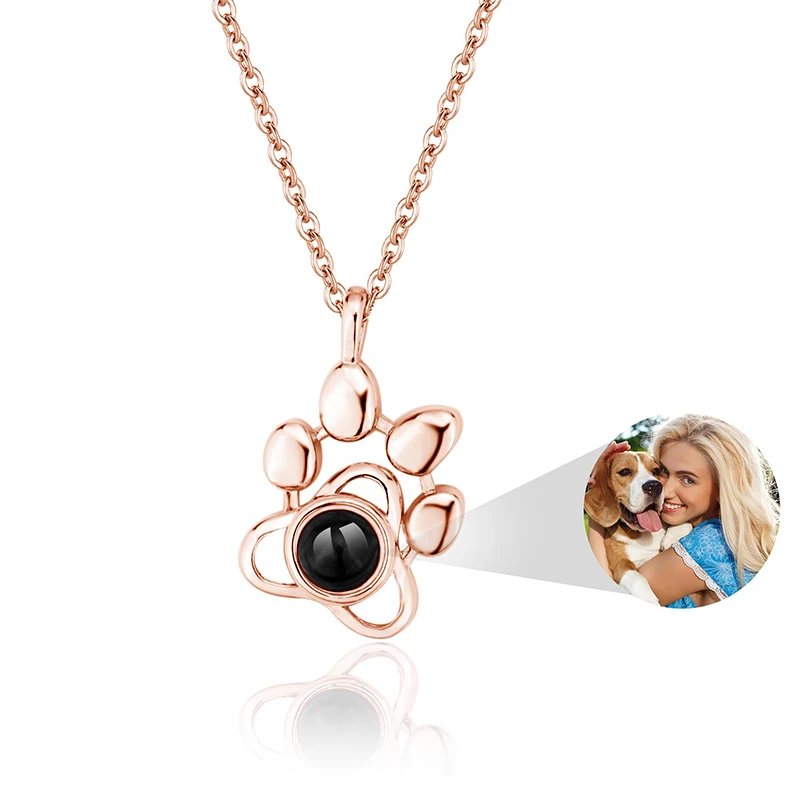 Personalized Photo Projection Bracelet Dog Paw Memorial Pendant Bracelet for Dog Cat Owners Custom Print Photo Dog Paw Bracelet