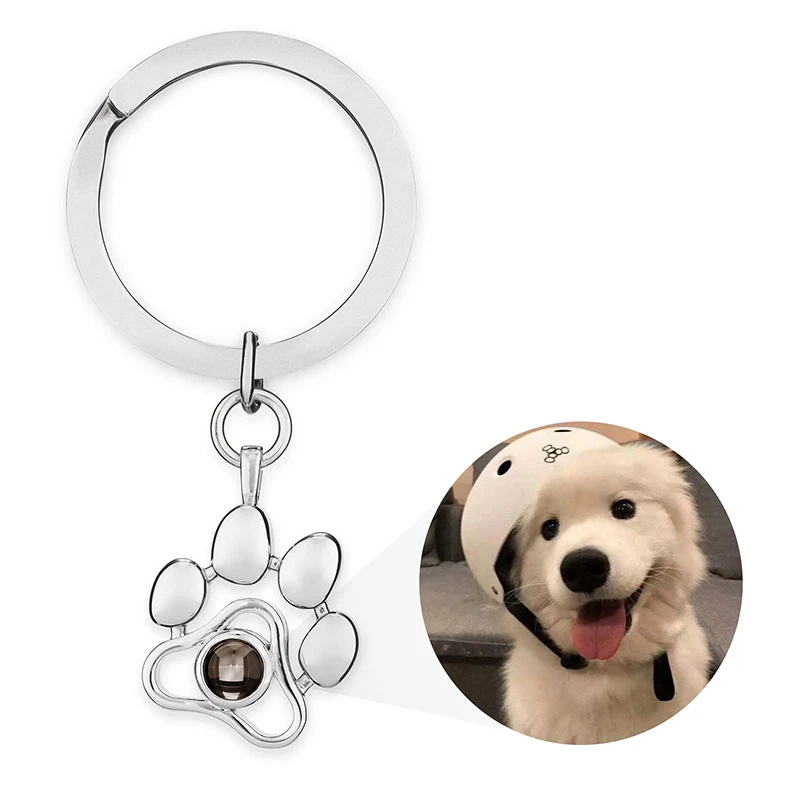 Personalized Photo Projection Bracelet Dog Paw Memorial Pendant Bracelet for Dog Cat Owners Custom Print Photo Dog Paw Bracelet
