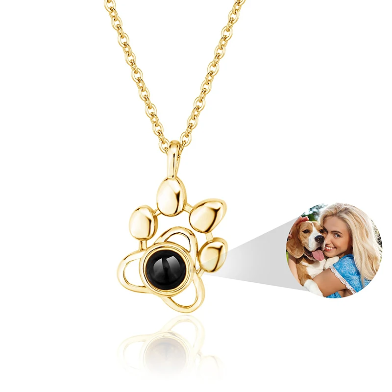 Personalized Photo Projection Bracelet Dog Paw Memorial Pendant Bracelet for Dog Cat Owners Custom Print Photo Dog Paw Bracelet
